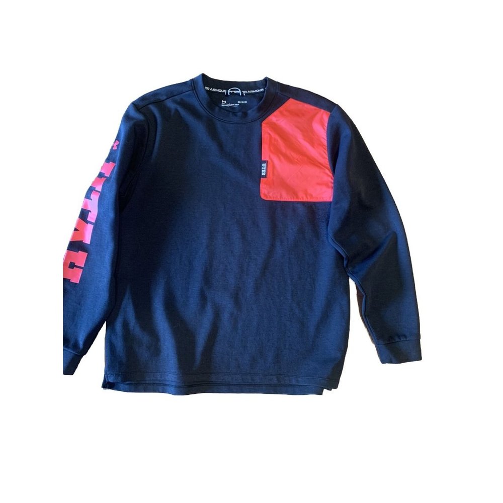 Under Armour Utah Pullover Sweatshirt With Pocket Black & Red Size Medium